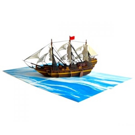 Handmade 3D Pop Up Card Galleon Sailing Ship boat Birthday Anniversary Fathers Day Mothers Day Valentine Holiday Retirement Blank 