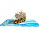 Handmade 3D Pop Up Card Galleon Sailing Ship boat Birthday Anniversary Fathers Day Mothers Day Valentine Holiday Retirement Blank 