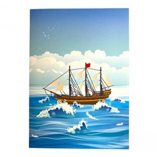 Handmade 3D Pop Up Card Galleon Sailing Ship boat Birthday Anniversary Fathers Day Mothers Day Valentine Holiday Retirement Blank 