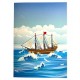 Handmade 3D Pop Up Card Galleon Sailing Ship boat Birthday Anniversary Fathers Day Mothers Day Valentine Holiday Retirement Blank 