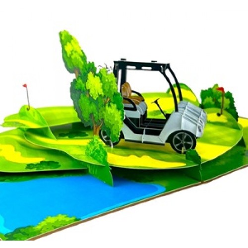 3D pop up card Golf Buggy Cart Birthday Father's Day Retirement Anniversary Blank Celebrations