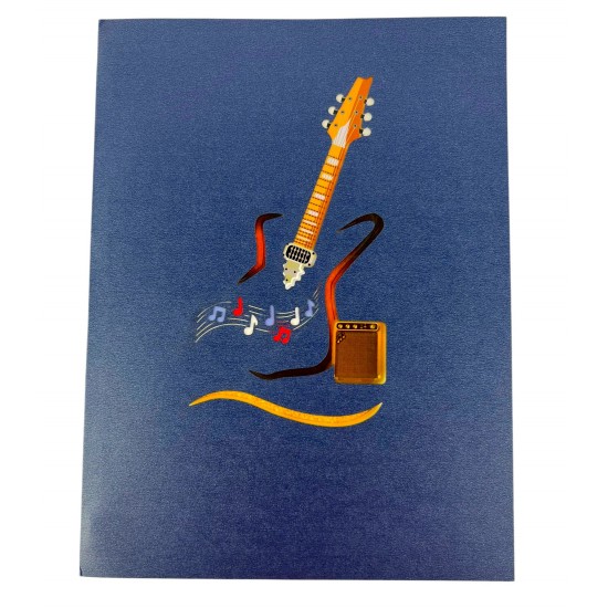 Handmade 3D Pop Up Card Guitar Birthday Anniversary Valentine's Day Father's Day Blank Card