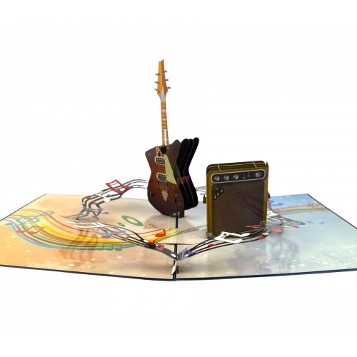 Handmade 3D Pop Up Card Guitar Birthday Anniversary Valentine's Day Father's Day Blank Card