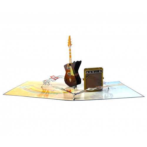 Handmade 3D Pop Up Card Guitar Birthday Anniversary Valentine's Day Father's Day Blank Card
