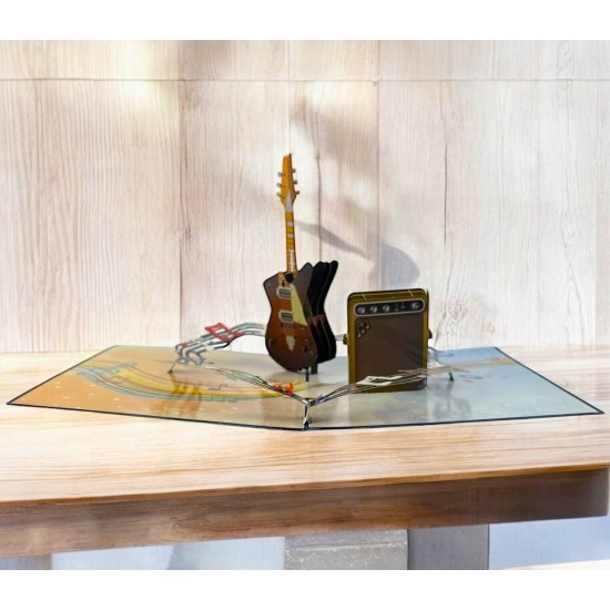 Handmade 3D Pop Up Card Guitar Birthday Anniversary Valentine's Day Father's Day Blank Card