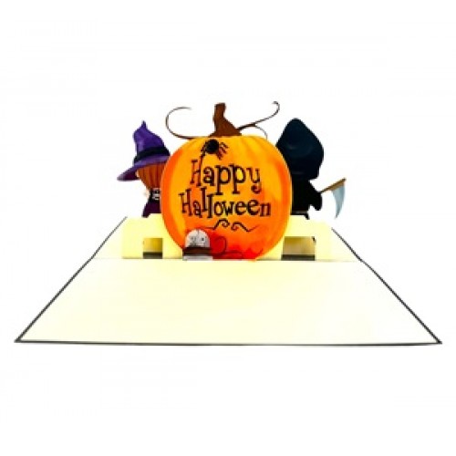 Handmade 3D Pop Up Card Happy Halloween Witch Wizard Grim Reaper Pumpkin Spider Gothic Cosplay Celebrations