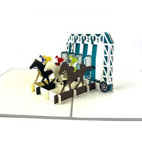 BC Worldwide Ltd, Handmade 3D Pop Up Card, Horse Racing, Birthday, Father's, Mother's Day, Valentine, Anniversary, Blank Card