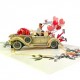 Handmade 3D Pop Up Card Just Married Wedding Card Vintage Car Couple Bride Groom Big Day Party Invitation Wedding Gift Congratulations Card Blank Card