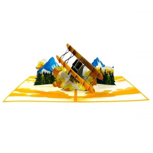 Handmade 3D Pop Up Card Biplane Birthday Wedding Anniversary Valentine's Day Father's Day Pass Pilot Exam Moving Holiday Captain Aircraft Van Blank Celebrations