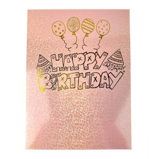 Handmade 3D Pop Up Card 50 Fifty Happy Birthday Pink Rose Cake Balloon Love Frendship
