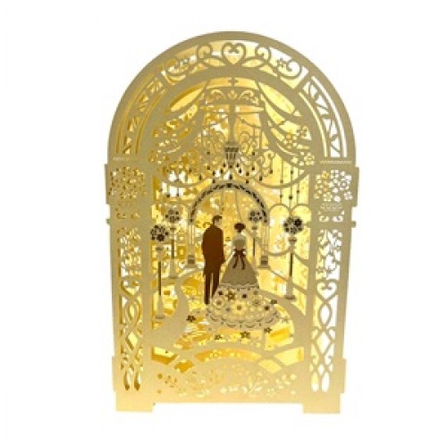 Gold leaf laser cut bride groom big day wedding invitation card congratulations