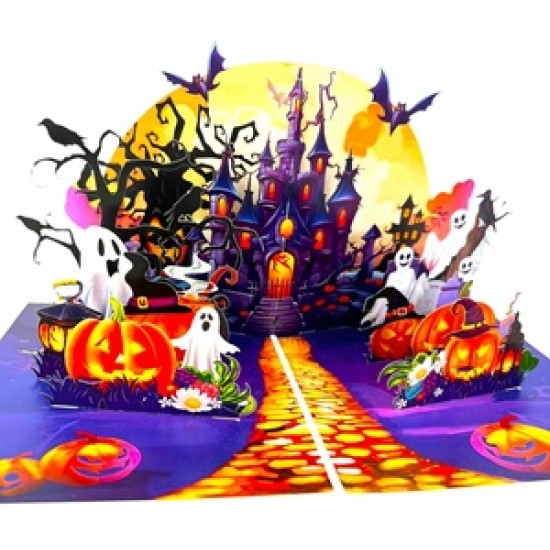 BC Worldwide Ltd Handmade 3D Pop Up Hlloween Card Castle Bat Ghost Pumpkin Celebrations Gift Decorations BC Worldwide Ltd Handmade 3D Pop Up Hlloween Card Castle Bat Ghost Pumpkin Celebrations Gift Decorations
