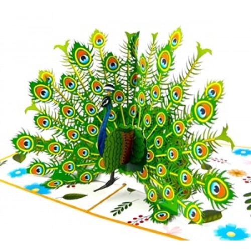 Handmade 3D Pop Up Card Peacock Birthday Valentine's Day Mother's Day Wedding Anniversary Hen Party Bridal Shower New Home Good Luck Blank Celebrations Card