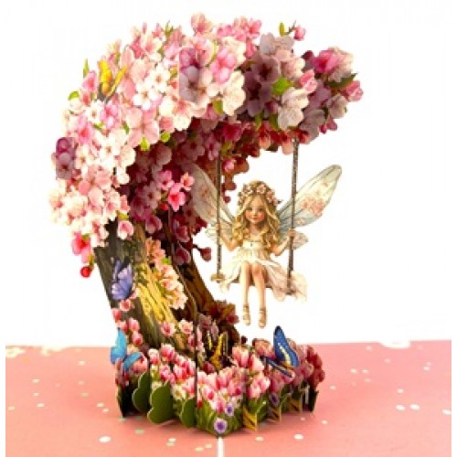 Handmade 3D pop up card Sakura Fairy Birthday, Anniversary, Valentines,Mothers Day, Sweet 16, Quinceaneras, Blank Greetings