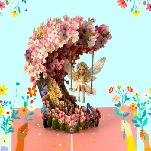 Handmade 3D pop up card Sakura Fairy Birthday, Anniversary, Valentines,Mothers Day, Sweet 16, Quinceaneras, Blank Greetings