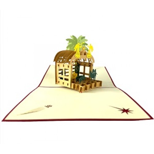 Handmade 3D Pop Up Christmas Card Bethlehem Nativity Baby Jesus Birth Manger Celebrations seasonal greetings