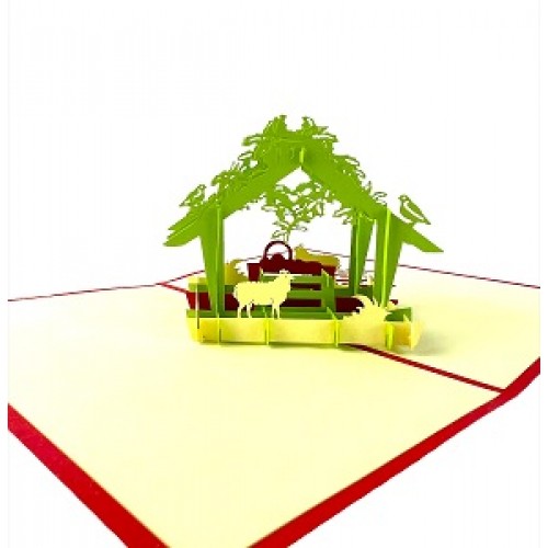 Handmade 3D Pop Up Xmas Card Nativity Baby Jesus Manger Holy Family Merry Christmas Seasonal Greetings Celebrations Card