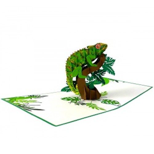 Handmade 3D Pop Up Card Chameleon Birthday, Valentine's Day, Wedding Anniversay, Father's Day, New Pet, Blank Celebrations Card, Love Friendship Card