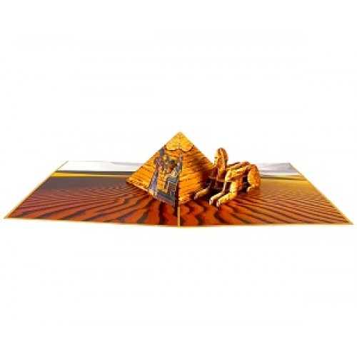 Handmade 3D Pop Up Card Egypt King Queen Couple Pyramid Sphinx Birthday Valentines Day Engagement Wedding Anniversary Holiday Blank Celebrations