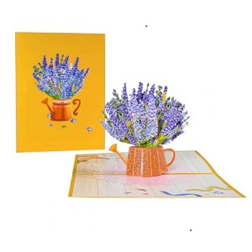 Handmade 3D Pop up Card Lavender Pot Birthday, Valentine's Day, Mother's Day, Thank you, Retirement, New Home, Wedding Anniversary, Love Friendship Blank Card