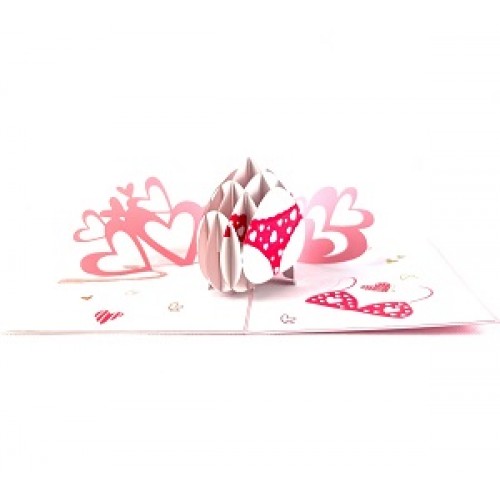 Handmade 3D Pop Up Card Pink Love Lingerie Birthday, Valentine's Day, Wedding Anniversary Blank Card Celebrations Card