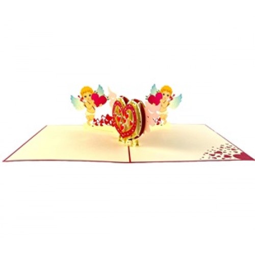 Handmade 3D Pop Up Card Love Cupid Angels Birthday Valentines Day Marriage Proposal Engagement Wedding Anniversary Celebrations Card