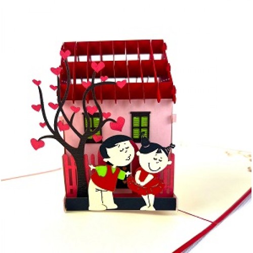 Handmade 3D Pop Up Card Couple Lover New Home Housewarming Moving Birthday Wedding Anniversary Valentine's Day Engagement Proposal Congratulations Greetings Blank Celebrations
