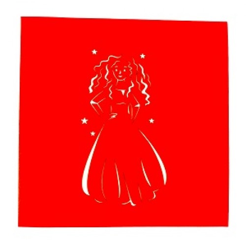 Handmade 3d Pop Up Card Red Hair Princess Bow And Arrow Birthday Wedding Anniversary Valentine's Day Mother's Day Papercraft Laser Cut Greetings Gifts Decorations