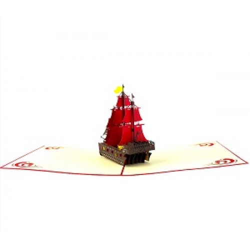 Handmade 3D Pop Up Card Galleon Sailing Boat Spanish Amanda Birthday Valentine's Day Anniversary Father's Day Mother's Day Leaving Holiday Retirement Blank Card