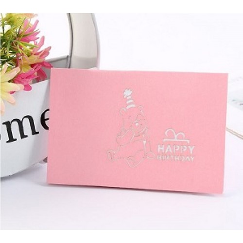 Handmade 3D Pop Up Card Winnie the Pooh Happy Birthday cake candle balloon Cartoon card for kids child son daughter granddaughter grandson
