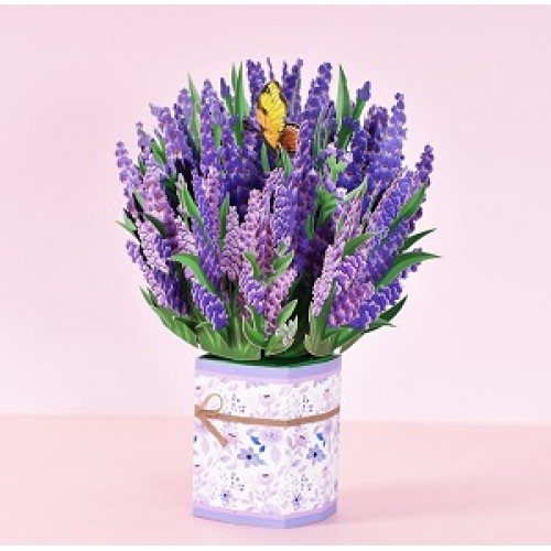 Handmade 4D Pop Up Card Lavender Bouquet Birthday Valentine's Mother's Day Wedding Graduation Anniversary Thank you Leaving New Home Retirement Sympathy