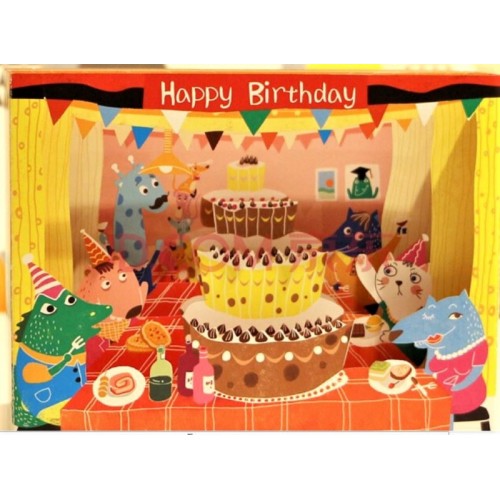 4d Pop Up Box Happy Birthday Card Kid Son Daughter Child 1st Best Friends Family Greeting Animal Party Cat Crocodile Horse Rat Giraffe Cake