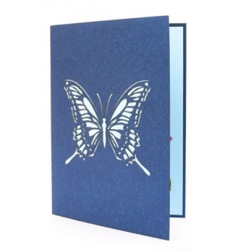Handmade 3D pop up card blue butterfly birthday wedding anniversary Valentine's day engagement retirement thank you