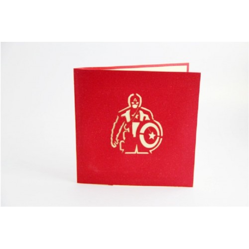 Handmade 3D Pop Up Card Captain America Birthday Wedding Anniversary Halloween Father's Day Mother's Day Valentines Day 