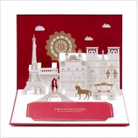 3d Pop Up Valentines Day Card Fall In Love Lover Kiss Bridge Cartier Style Vintage Paris Eiffel Tower Horse Carriage Papercraft Gift Partner