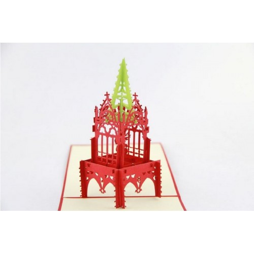 Handmade 3d Pop Up Greeting Card Music Angel Church Bell Tower Christmas Papercraft Gift