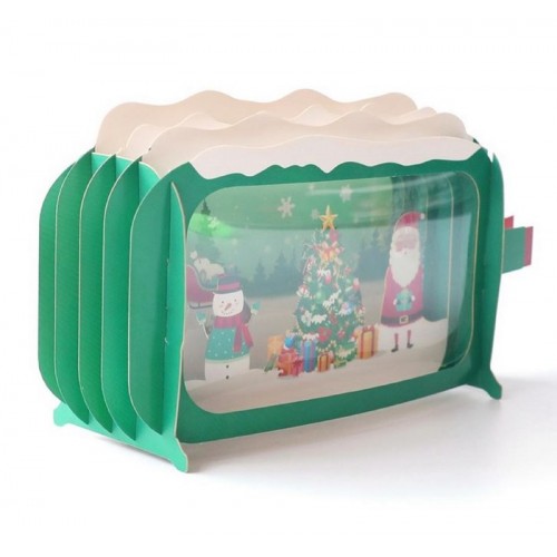 Handmade 4d Popup Christmas Card Santa Claus Snow Man Gift Tree Snow Star Sledge Lock House Vintage Bottle Papercraft Laser Cut Family Party