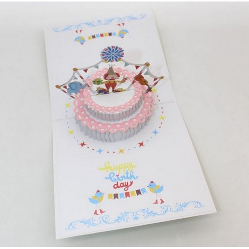 Handmade 3d Pop Up Card Circus Clown Canvas Bell Tent Unicycle Happy Birthday Origami Greetings Kid Child Son Daughter Party Invitation