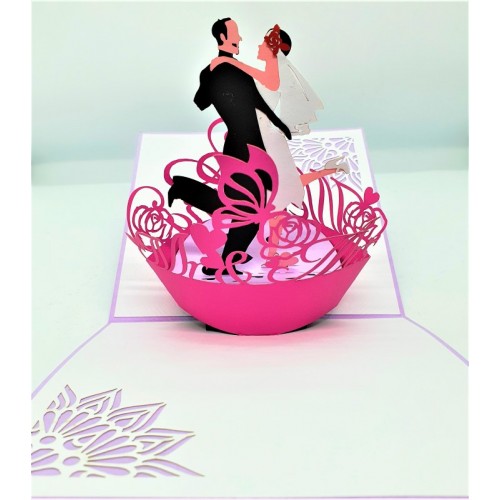 Handmade 3d Pop Up Wedding Card Bride Groom Couple Love Dancing Big Day Gift Wedding Anniversary Vintage Congratulations Cards