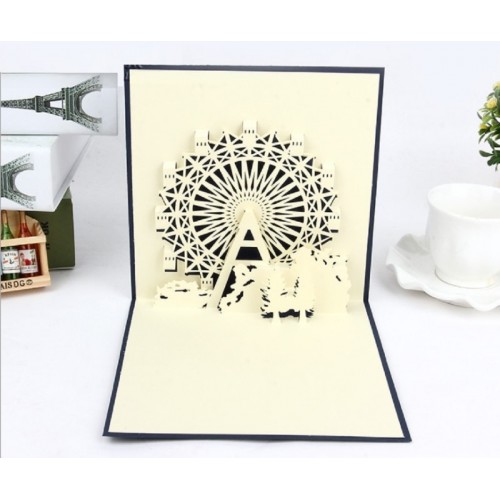 Handmade 3d Pop Up Popup Ferris Wheel Birthday Card Valentines Card Mother's Day Father's Day Easter Friendship Family Friends Origami Kirigami Him Her