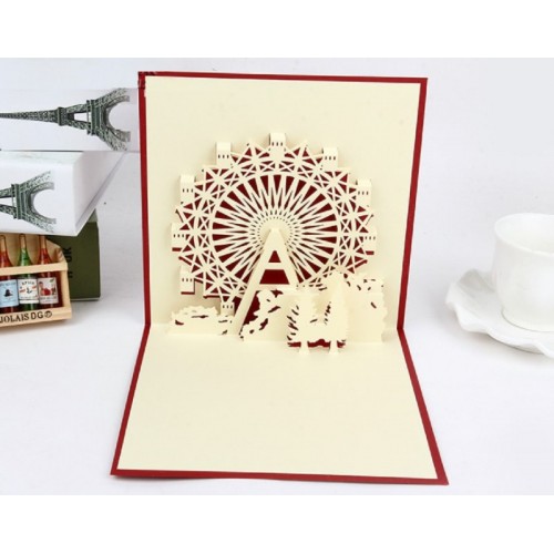 Handmade 3d Pop Up Popup Ferris Wheel Birthday Card Valentines Card Mother's Day Father's Day Easter Friendship Family Friends Origami Kirigami Him Her