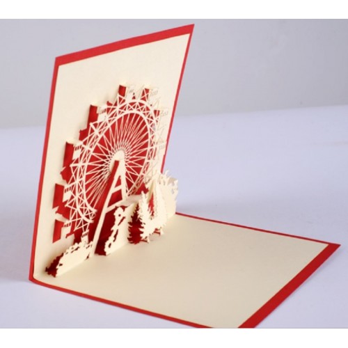 Handmade 3d Pop Up Popup Ferris Wheel Birthday Card Valentines Card Mother's Day Father's Day Easter Friendship Family Friends Origami Kirigami Him Her