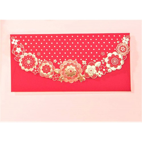 6 Gold Leaf Flower Laser Cut Red Money Envelope, Hong Bao,wedding,anniversary,birthday,graduation,baby Birth,new Year,christmas