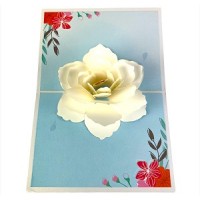 Handmade 3d Pop Up Card White Gardenia Flower,birthday,wedding Anniversary,thank You,mother's Day,leaving,housewarming,valentine's Day,big Day