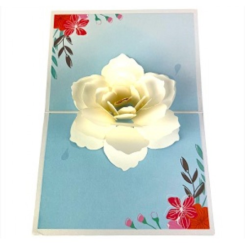 Handmade 3d Pop Up Card White Gardenia Flower,birthday,wedding Anniversary,thank You,mother's Day,leaving,housewarming,valentine's Day,big Day