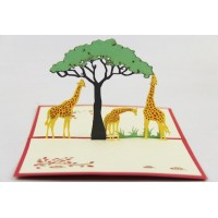 Handmade 3d Pop Up Giraffe card Birthday Father's Day Mother's Day Wedding Anniversary Valentines Baby Birth Shower Holiday Leaving New Home Africa