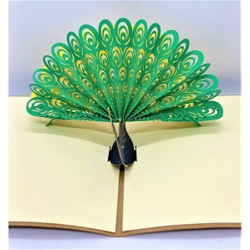 Handmade 3d Pop Up Card Green Peacock Happy Birthday Father's Day Wedding Anniversary Valentine's Day Stag Night Hen Party Gift