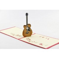 Handmade 3d Pop Up Popup Card Guitar Birthday Valentines Easter Father's Day Graduation Music Party Wedding Anniversary Engagement Card Him And Her Friend Family
