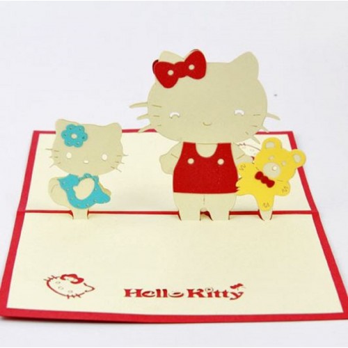 Handmade 3d Pop Up Birthday Card Japanese Sanrio Hello Kitty Cartoon Manga Comic,wedding Anniversary,valentines Day,mother's Day Papercraft