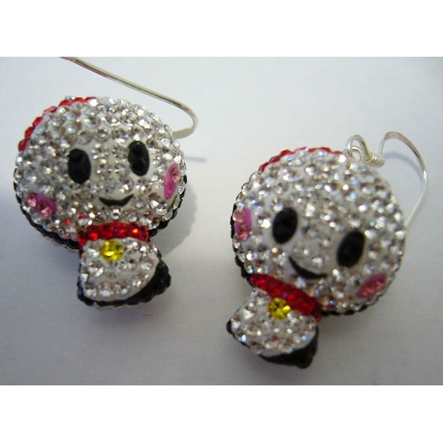 Handmade Crystal Sterling Silver 925 Super Cute Smile Doll Drop Hook Earrings Birthday Christmas Graduation Wedding Valentines Day Wedding Anniversary